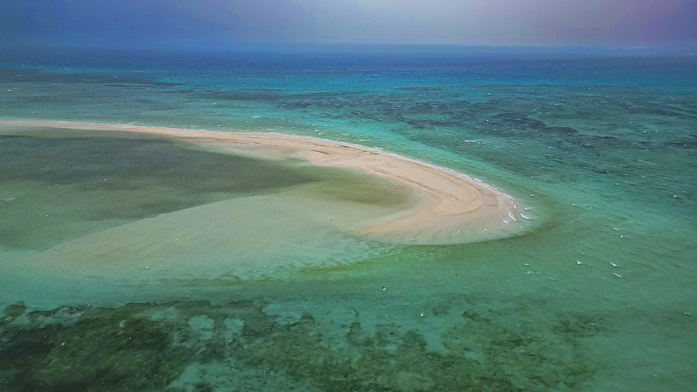 Aerial of Taketomi Island National Park, Ishigaki, Yaeyama island group, Japan, Asia