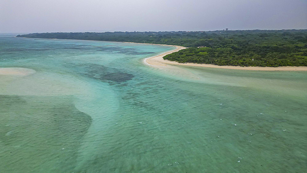 Aerial of Taketomi Island National Park, Ishigaki, Yaeyama island group, Japan, Asia