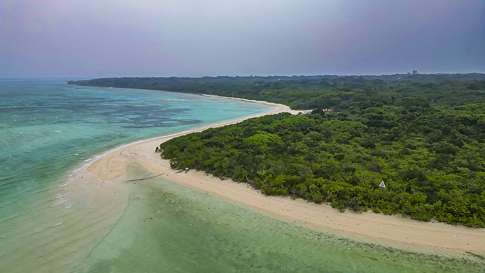 Aerial of Taketomi Island National Park, Ishigaki, Yaeyama island group, Japan, Asia