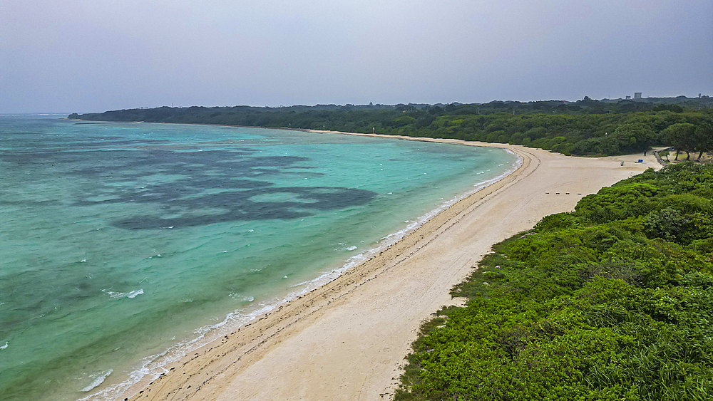 Aerial of Taketomi Island National Park, Ishigaki, Yaeyama island group, Japan, Asia