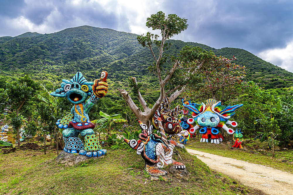 Eclectic Okinawan sculpture park near Yonehara Beach, Ishigaki, Yaeyama island group, Japan, Asia