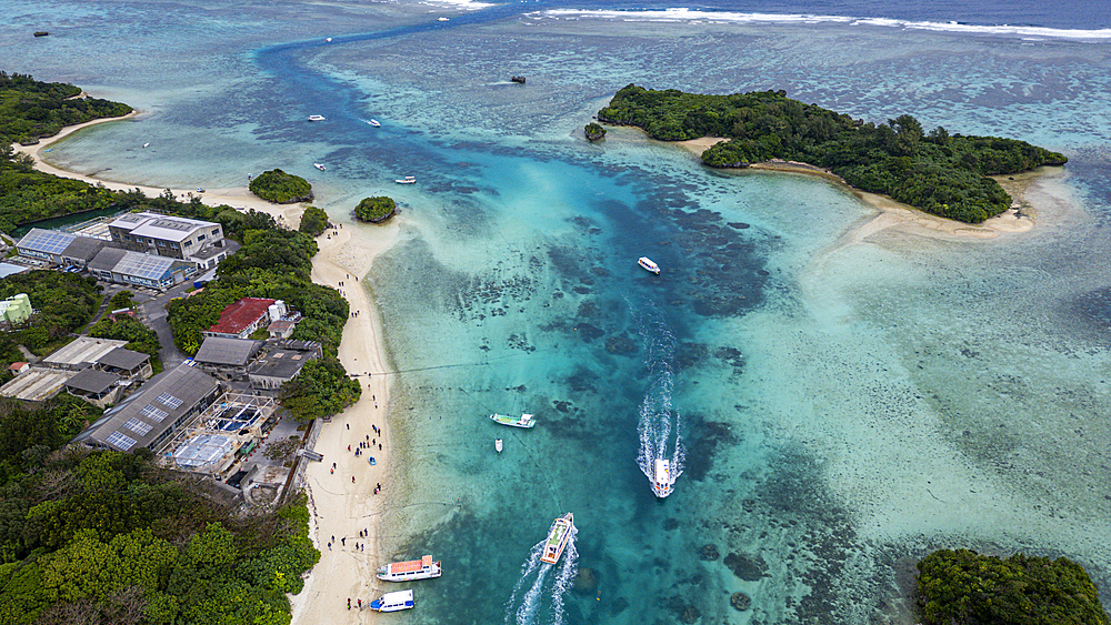 Aerial of Kabira Bay, Ishigaki, Yaeyama island group, Japan, Asia