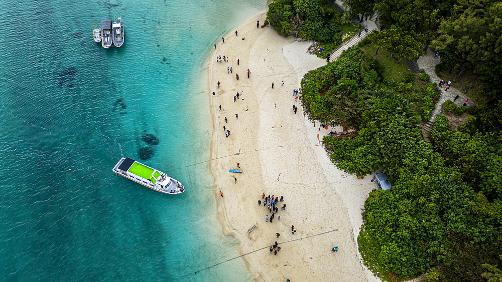 Aerial of Kabira Bay, Ishigaki, Yaeyama island group, Japan, Asia