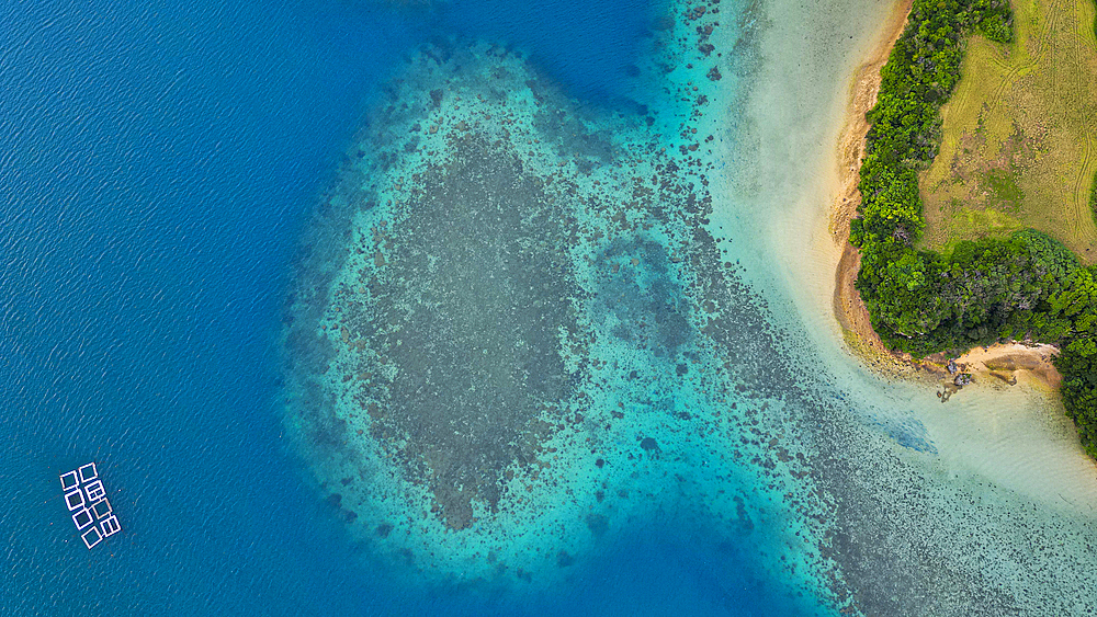 Aerial of Kabira Bay, Ishigaki, Yaeyama island group, Japan, Asia