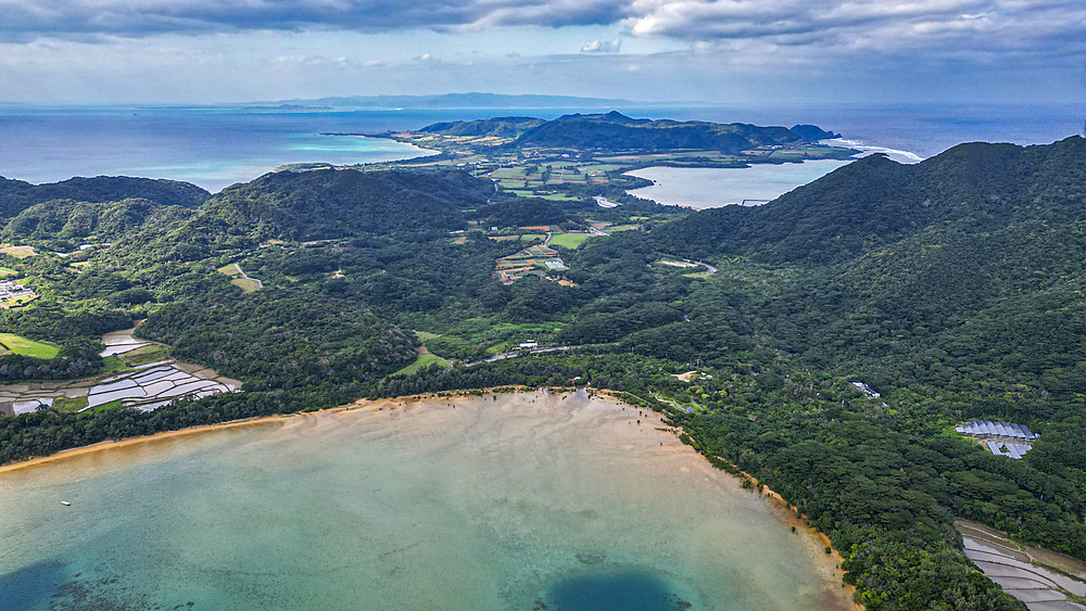 Aerial of Kabira Bay, Ishigaki, Yaeyama island group, Japan, Asia