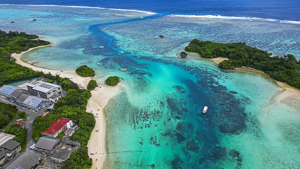 Aerial of Kabira Bay, Ishigaki, Yaeyama island group, Japan, Asia