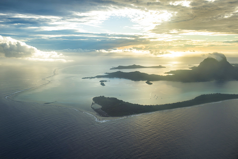 Aerial of Bora Bora, Society Islands, French Polynesia, Pacific