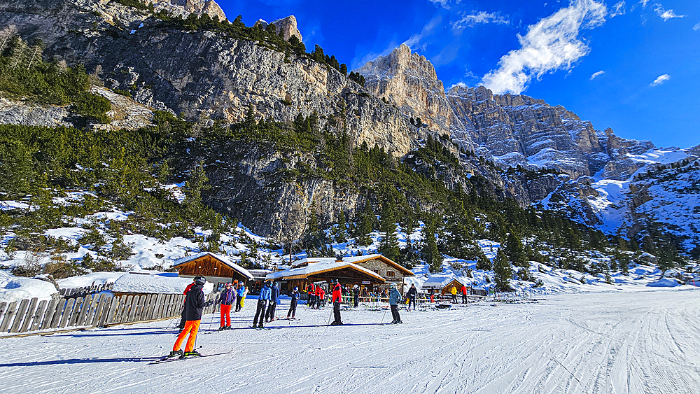 Mountain restaurant, Mount Lagazuoi, Ampezzo Dolomites Natural Park, UNESCO World Heritage Site, Veneto, Dolomites, Italy, Europe