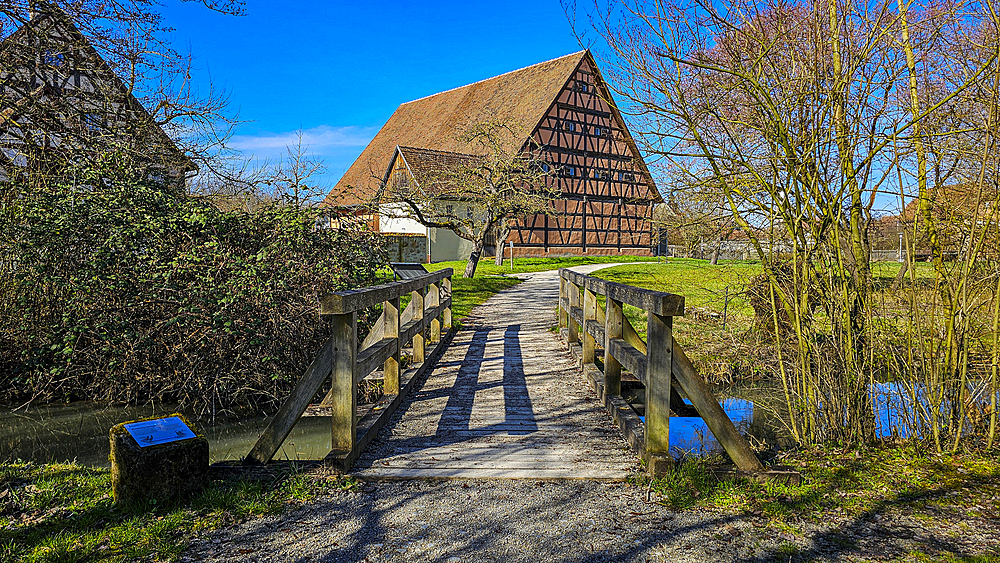 Historic farmhouses in the Franconian Open Air Museum, Bad Windsheim, Bavaria, Germany, Europe