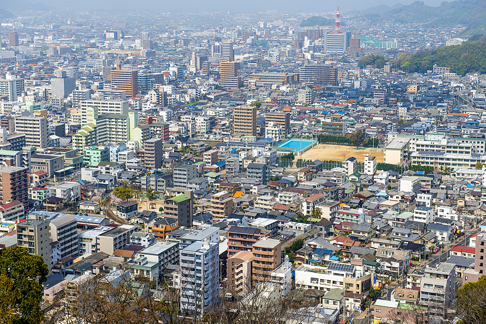 View from Matsuyama Castle, Shikoku, Japan, Asia