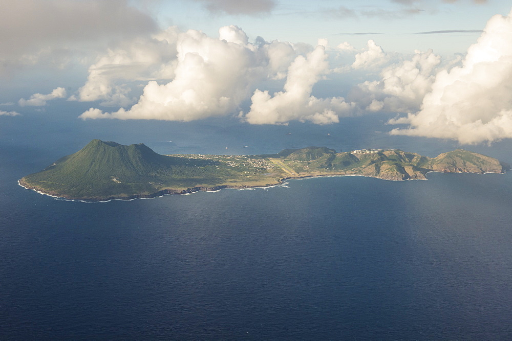 Aerial of St. Eustatius, Statia, Netherland Antilles, West Indies, Caribbean, Central America