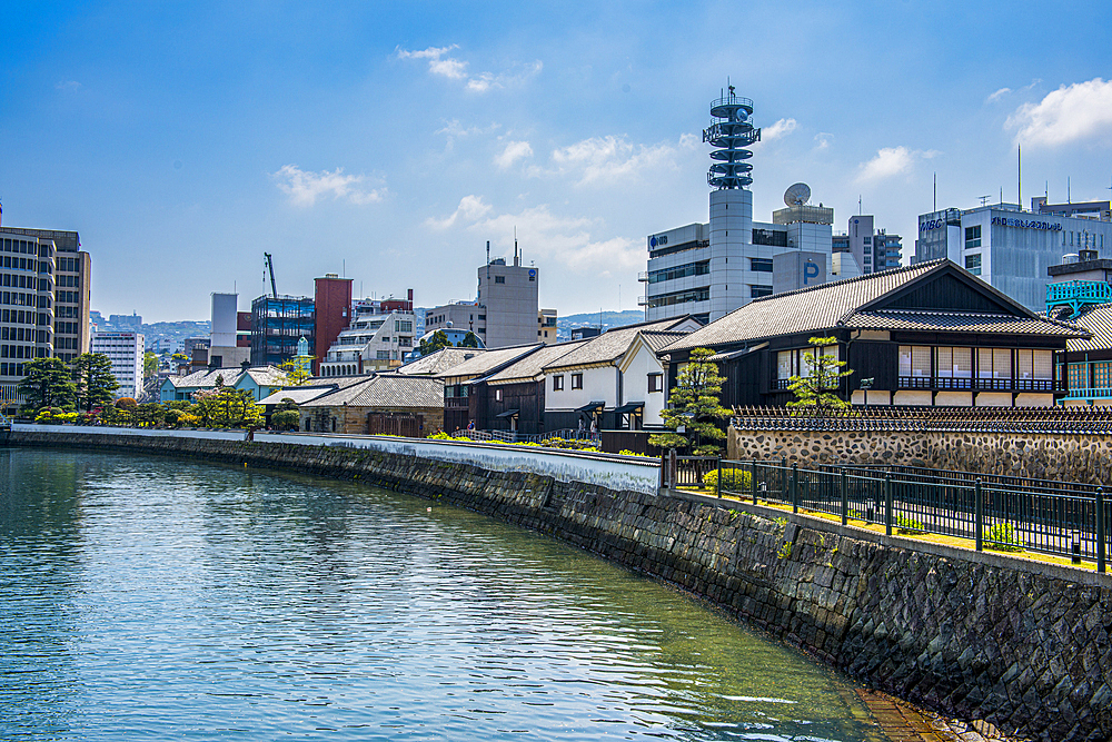 Colonial buildings in Dejima, a man made island in the port of Nagasaki, Kyushu, Japan, Asia