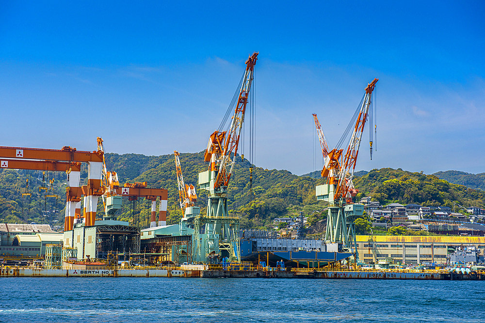 Wharf in the harbour of Nagasaki, Kyushu, Japan, Asia