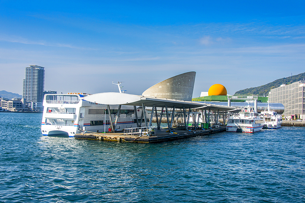 Modern harbour building, Nagasaki, Kyushu, Japan, Asia