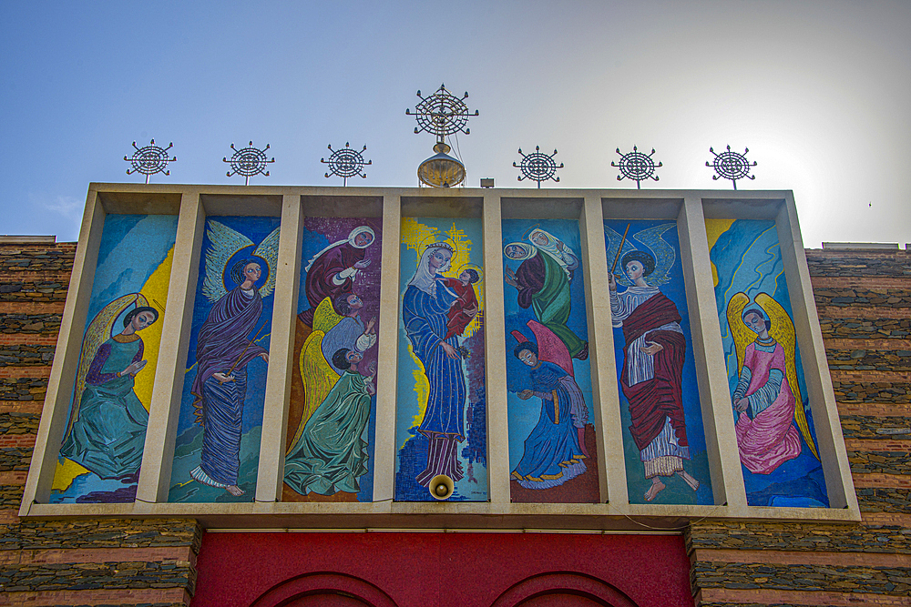 Wall painting at the Coptic Cathedral of St. Mariam, Asmara, Eritrea, Africa