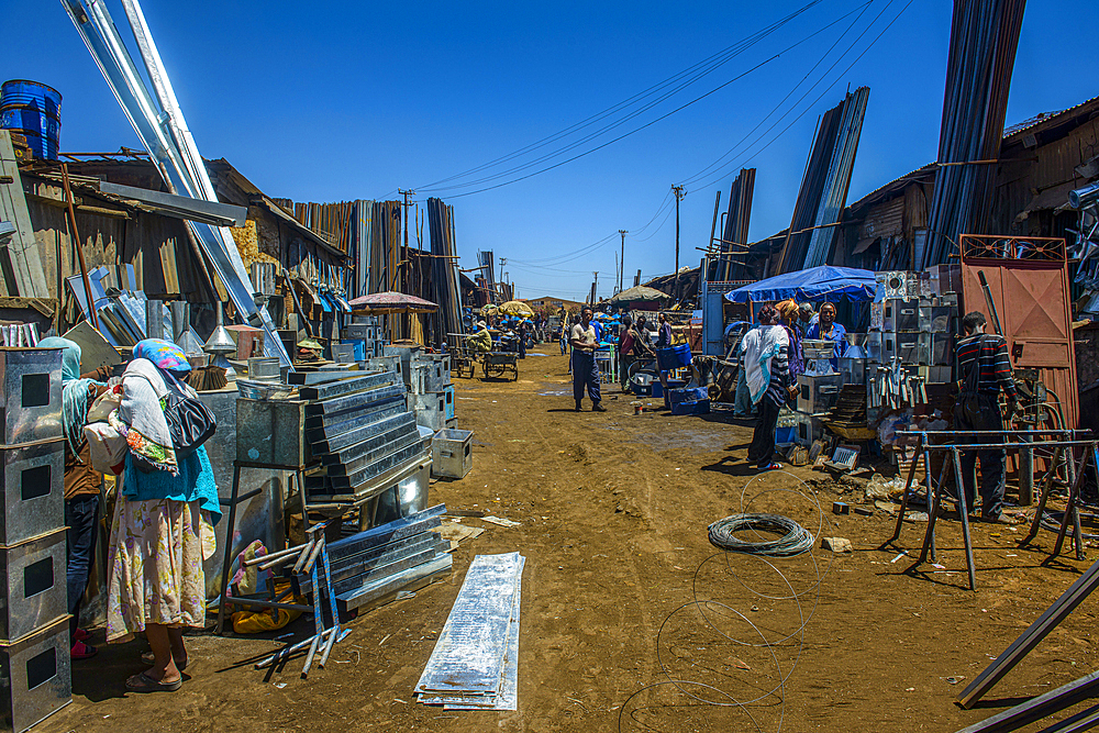 Metal scrap for sale, Medebar market, Asmara, Eritrea, Africa