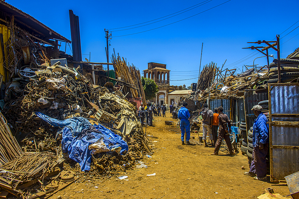 Metal scrap for sale, Medebar market, Asmara, Eritrea, Africa