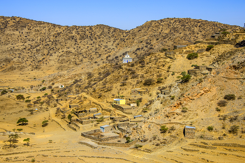 Mountain landscape along the road from Asmara to Qohaito, Eritrea, Africa