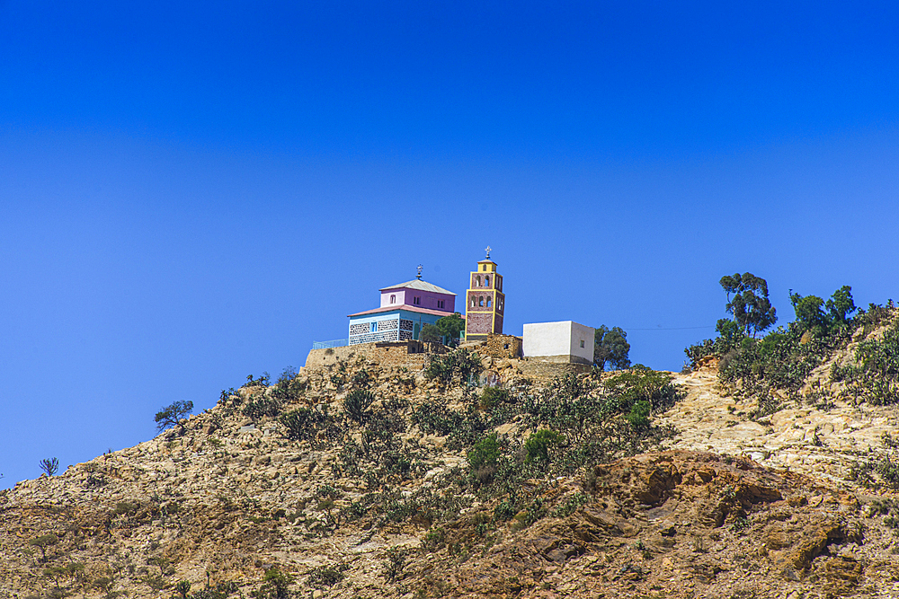 Little church on hill along the road from Asmara to Qohaito, Eritrea, Africa