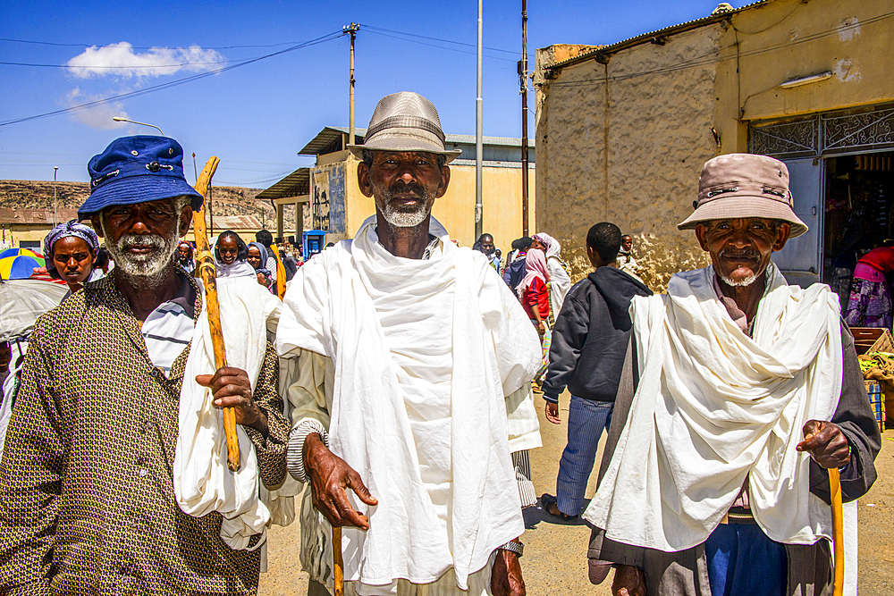 Traditionally dressed men on the Market of Adi Keyh, Eritrea, Africa