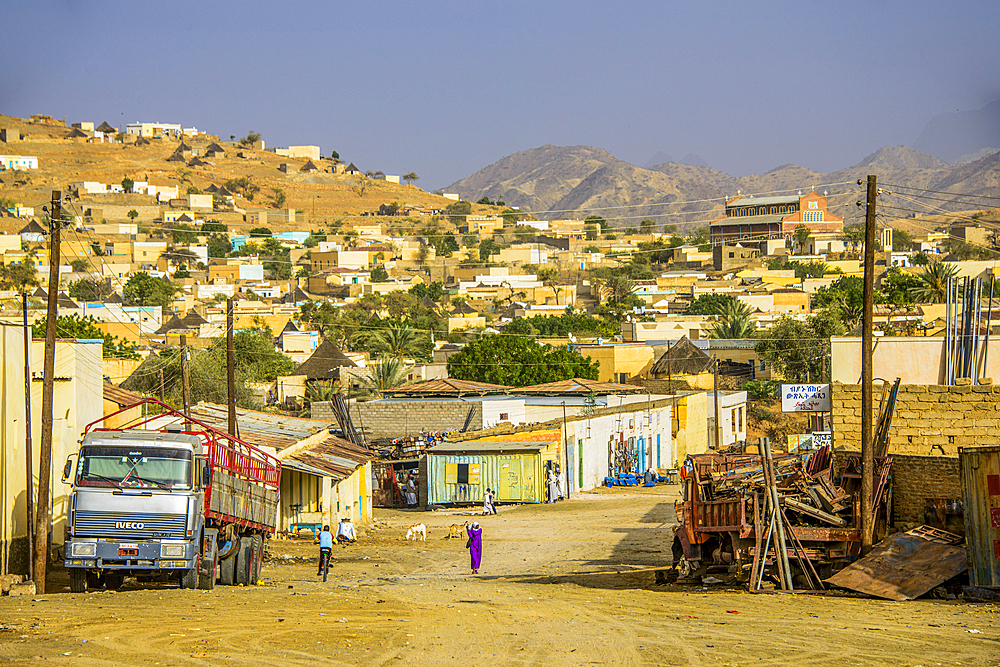 View over the town of Keren in the highlands of Eritrea, Africa