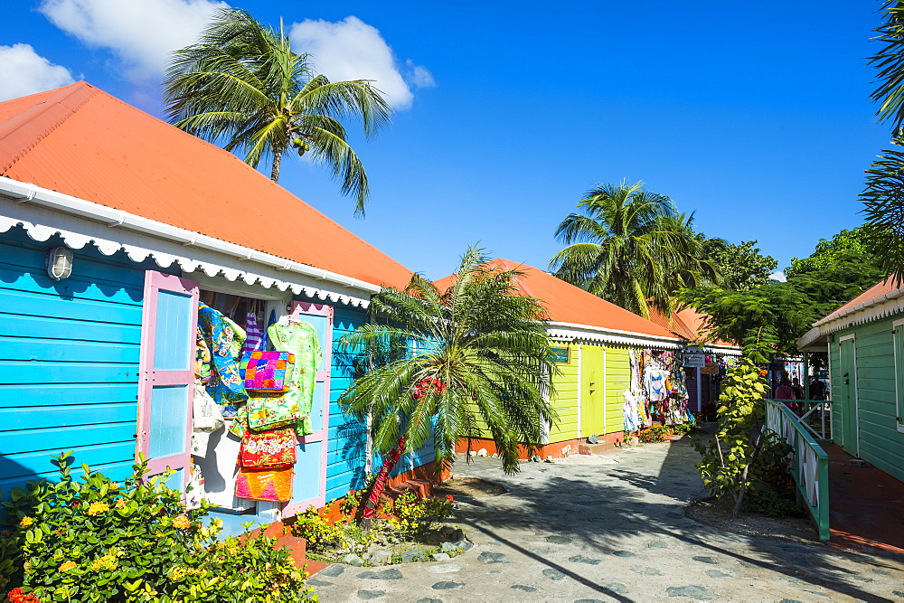 Colourful souvenir shops in Roadtown, Tortola, British Virgin Islands, West Indies, Caribbean, Central America