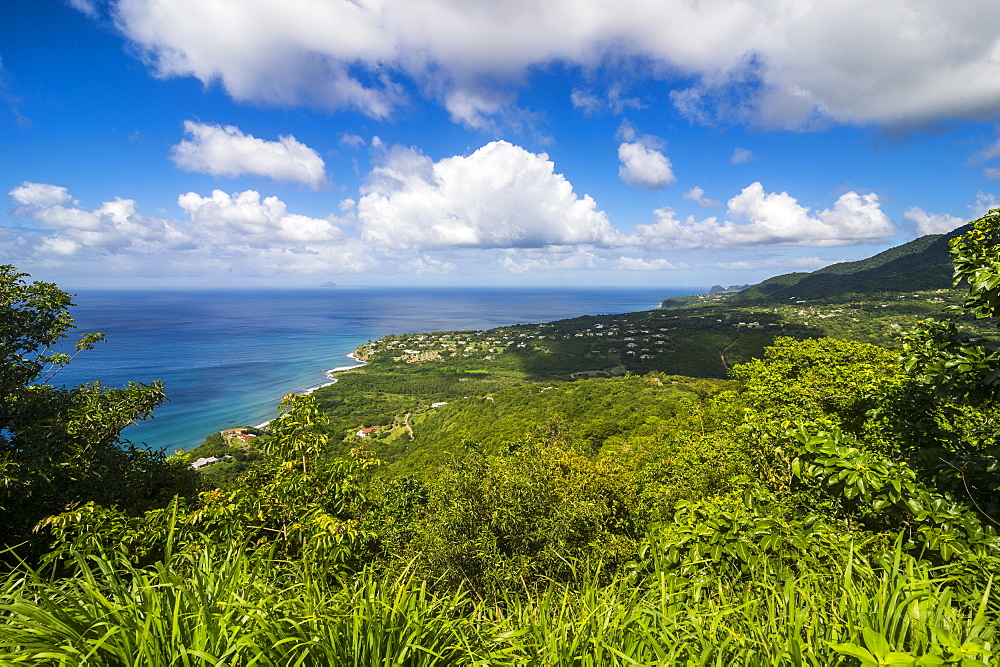 View over the coastline of Montserrat, British Overseas Territory, West Indies, Caribbean, Central America