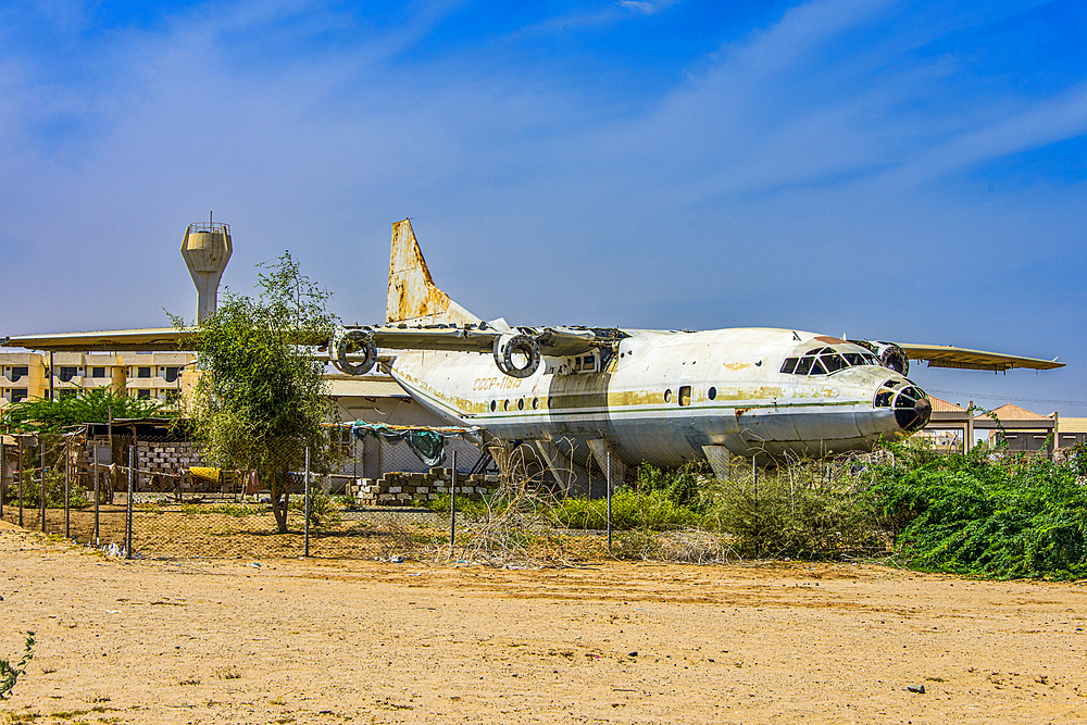 Old Russian transport airplane, now used as a coffee shop, Massawa, Eritrea, Africa