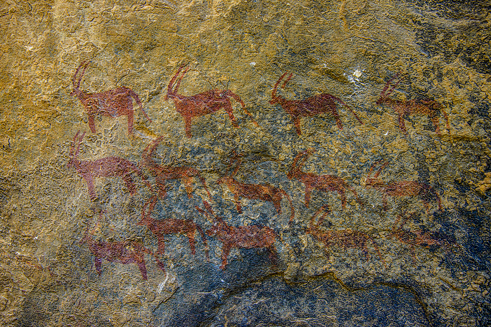 Ancient rock paintings at the Pre-Aksumite settlement of Qohaito (Koloe), Eritrea, Africa