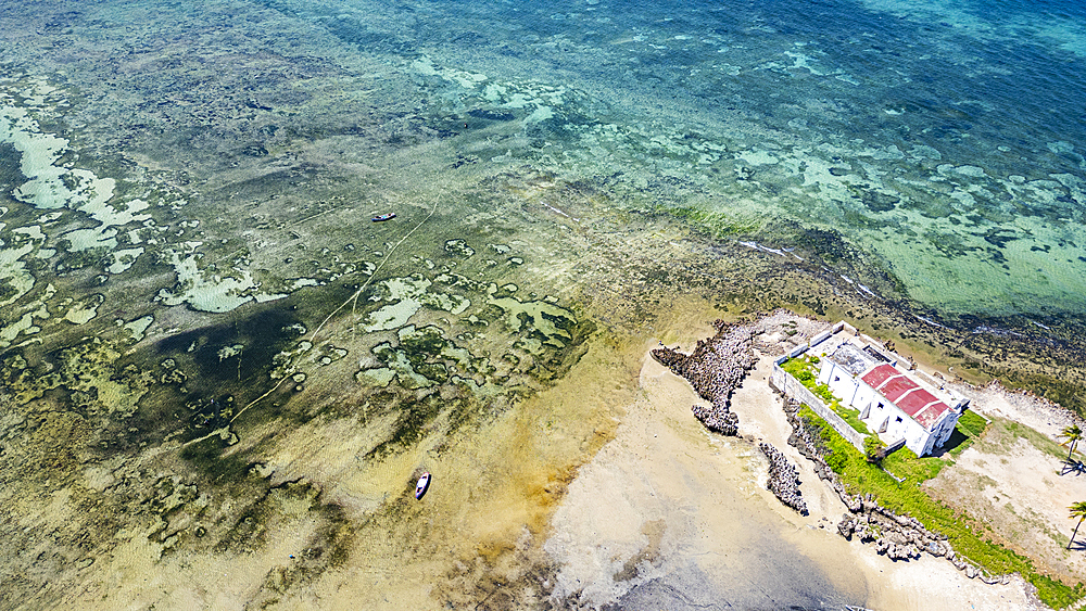 Aerial of San Antonio church, Island of Mozambique, UNESCO World Heritage Site, Mozambique, Africa