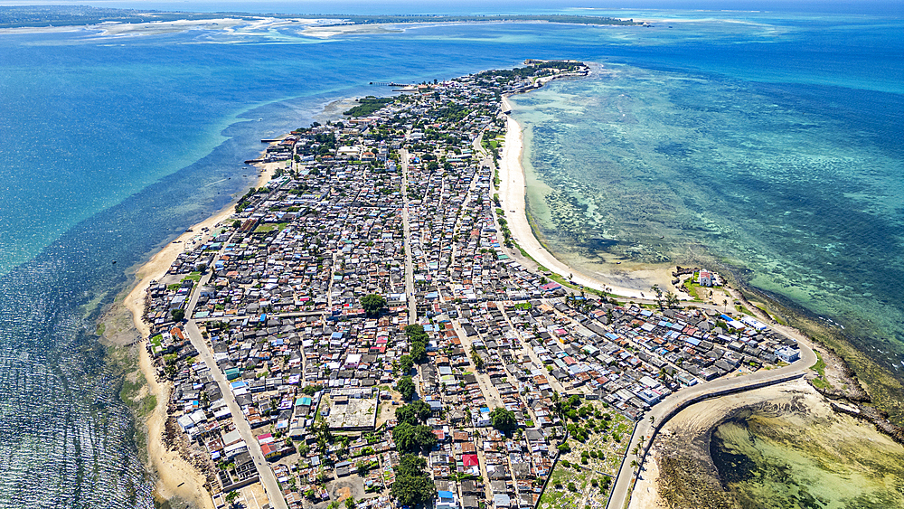 Aerial of the Island of Mozambique, UNESCO World Heritage Site, Mozambique, Africa