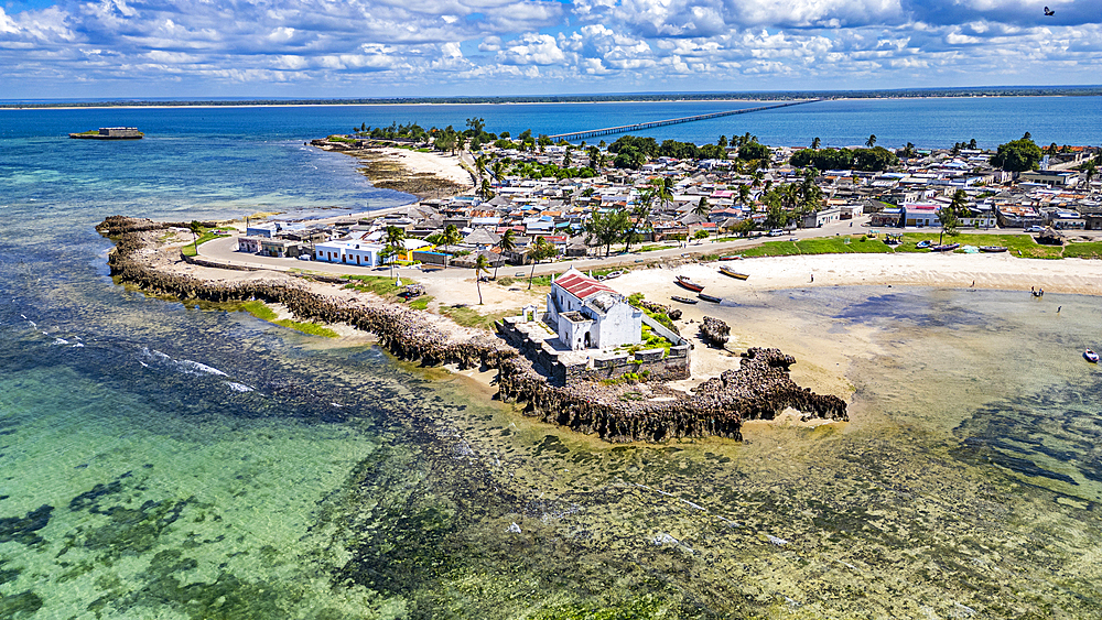 Aerial of the Island of Mozambique, UNESCO World Heritage Site, Mozambique, Africa