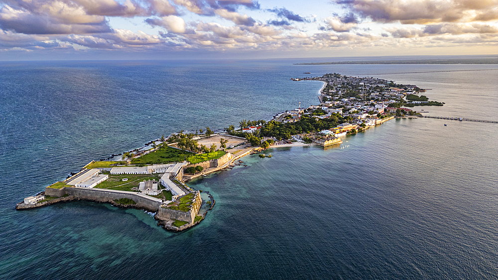 Aerial of the Island of Mozambique, UNESCO World Heritage Site, Mozambique, Africa