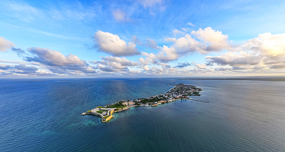 Aerial of the Island of Mozambique, UNESCO World Heritage Site, Mozambique, Africa