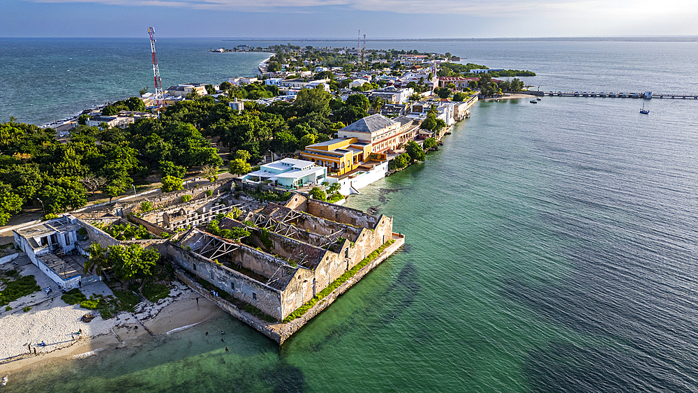 Aerial of the Island of Mozambique, UNESCO World Heritage Site, Mozambique, Africa