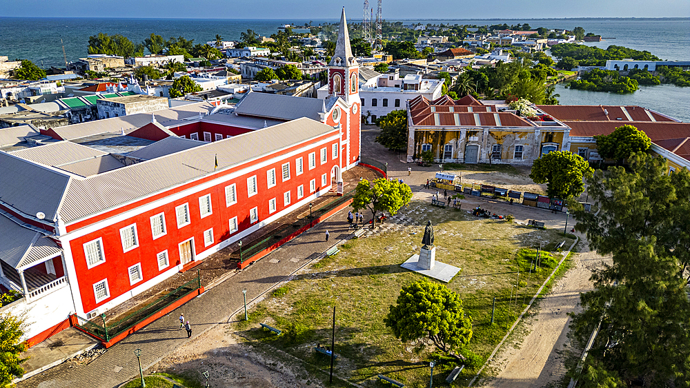 Aerial of the Island of Mozambique, UNESCO World Heritage Site, Mozambique, Africa