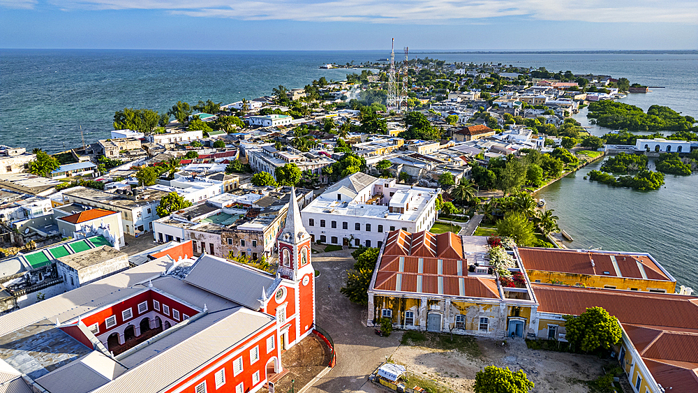 Aerial of the Island of Mozambique, UNESCO World Heritage Site, Mozambique, Africa