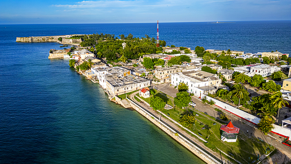 Aerial of the Island of Mozambique, UNESCO World Heritage Site, Mozambique, Africa