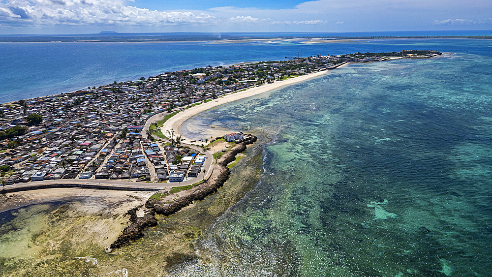 Aerial of the Island of Mozambique, UNESCO World Heritage Site, Mozambique, Africa