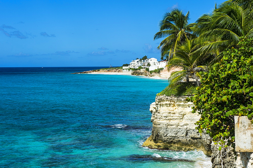 View over the cliffs of Mullet Bay, Sint Maarten, West Indies, Caribbean, Central America