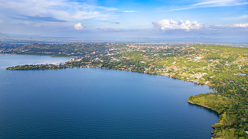 Aerial of Kigoma, on Lake Tanganyika, Tanzania, East Africa, Africa