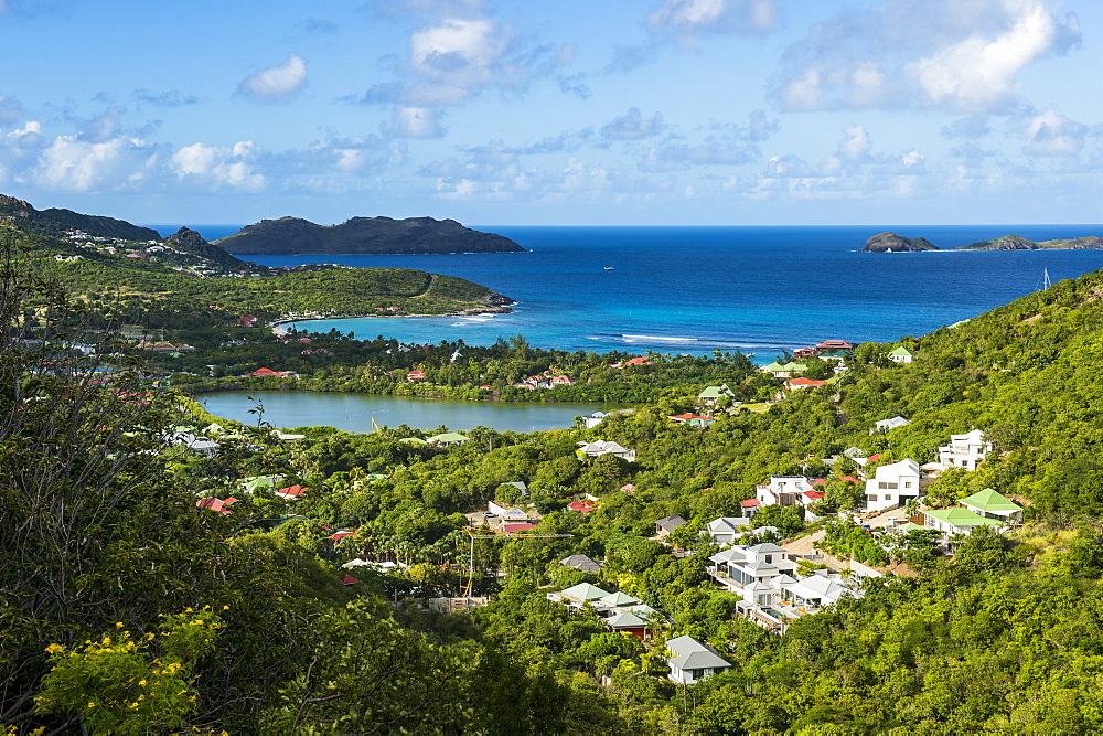 Overlook over the coastline of St. Barth (Saint Barthelemy), Lesser Antilles, West Indies, Caribbean, Central America