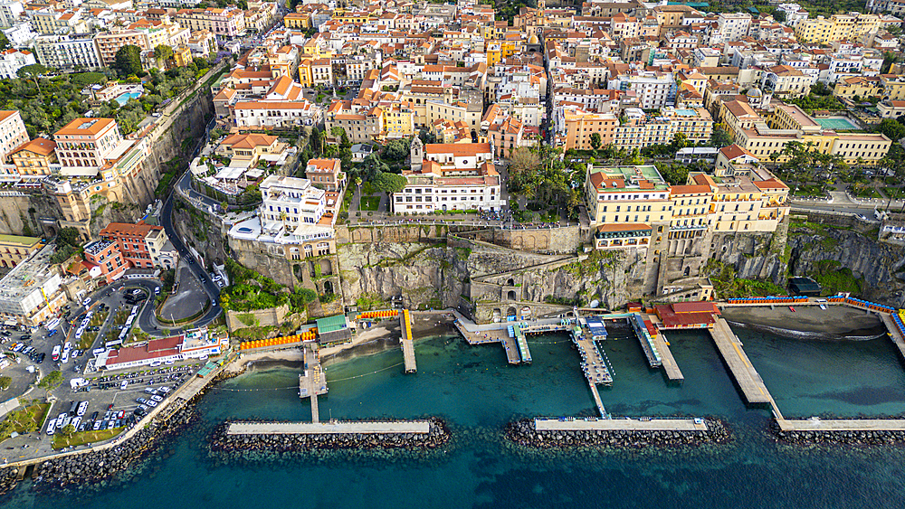 Aerial of Sorrento, Bay of Naples, Campania, Italy, Europe