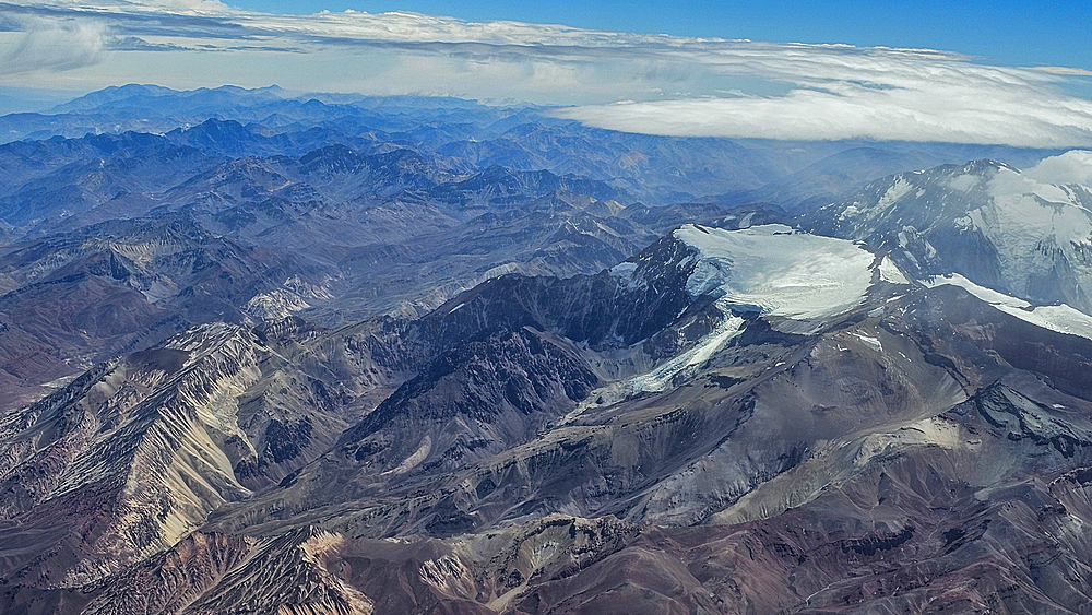 Aerial of the Andes mountains, Chile, South America