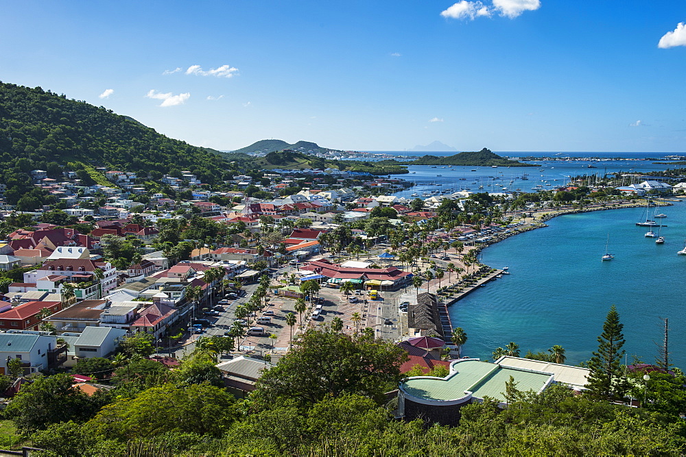 View over Marigot from Fort St. Louis, St. Martin, French territory, West Indies, Caribbean, Central America