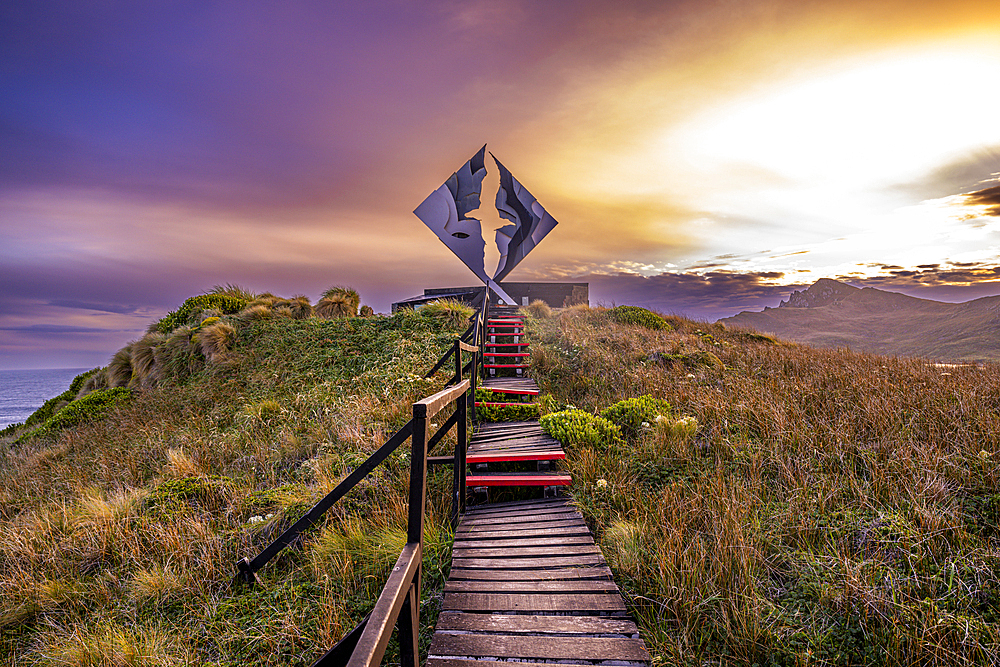 Monument of Cape Horn, southern most point in South America, Hornos island, Tierra del Fuego, Chile, South America