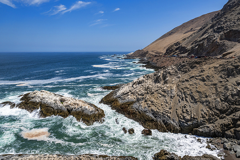 Dry desert seashore of Iquique, Atacama desert, Chile, South America