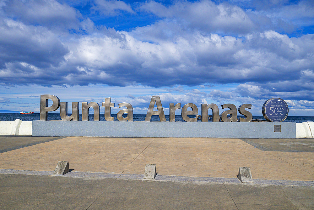 Quinto Centenario square, shoreline of Punta Arenas, Patagonia, Chile, South America