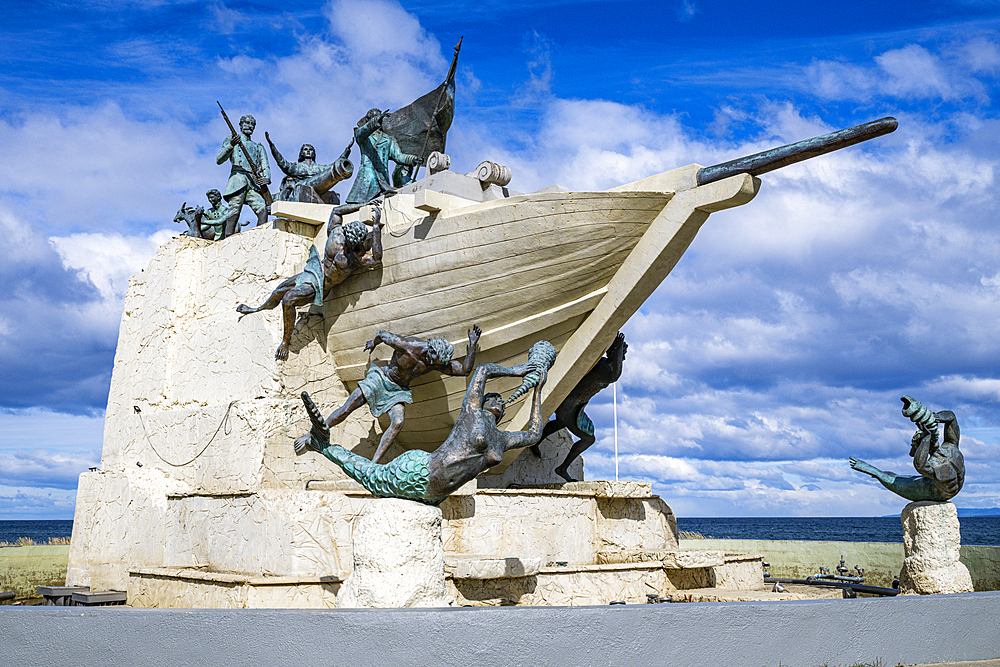 Monumento A Tripulantes Goleta Ancud, Shoreline of Punta Arenas, Patagonia, Chile, South America