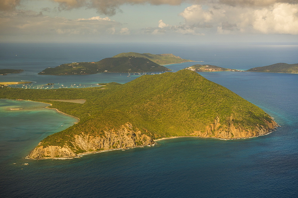 Aerial of Beef Island, British Virgin Islands, West Indies, Caribbean, Central America